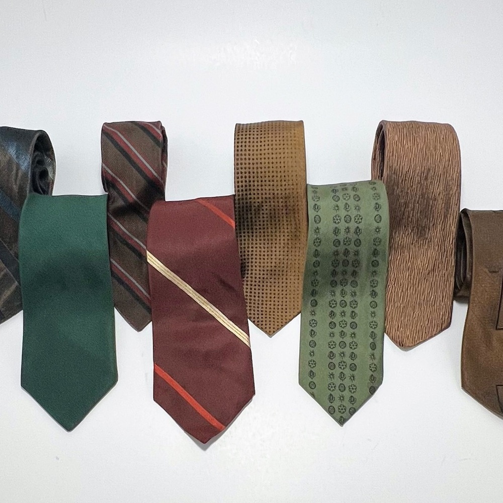 The May Company Vintage 60-70s Lot Of 9 Silk  Ties Various Colors And Designs